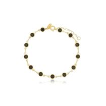 Pulseira Pedrinha Preta Banhada A Ouro 18K