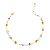 Pulseira Pedrinhas Coloridas Banhada a Ouro