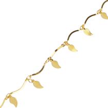 Pulseira pendentes de folhas lisas folheada a ouro 18k Pulseira pendentes de folhas lisas folheada a ouro 18k