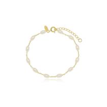 Pulseira Pérola Baguete Banhada A Ouro 18K