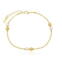 Pulseira Pérola Bolinha Texturizada Dourado Lizzy Fatin