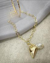 Pulseira Pérola com Coração Pulseira Pérola com Coração