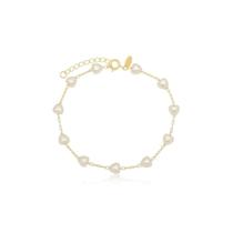 Pulseira Pérola Coração Banhada A Ouro 18K