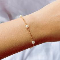 Pulseira Pérola - Folheada a Ouro 18k