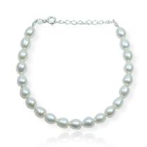 Pulseira Pérola Natural Agua Doce Barroca Prata Original 925