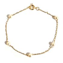 Pulseira Pérolas Banhada a Ouro Pulseira Pérolas Banhada a Ouro