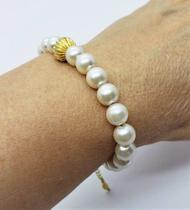 Pulseira Pérolas E Balão Banho Ouro 18k 1517 Pulseira Pérolas E Balão Banho Ouro 18k 1517