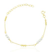 Pulseira Pérolas e Bolinhas Banhada a Ouro Pulseira Pérolas e Bolinhas Banhada a Ouro