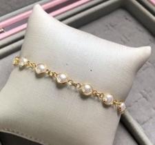 Pulseira pérolas em prata 925 Banhada a ouro 18k