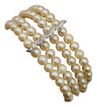 Pulseira Perolas Naturais 4 Fios Ouro Branco 18k