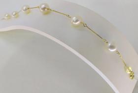 Pulseira Pérolas Naturais Cultivadas 6mm Em Ouro 18k - 20cm Pulseira Pérolas Naturais Cultivadas 6mm Em Ouro 18k - 20cm