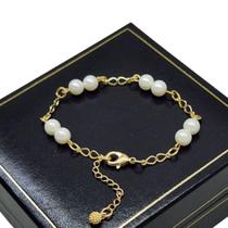 Pulseira Pérolas Shell Com Banho de Ouro 18k 4511A