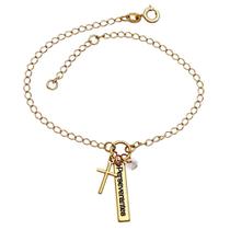 Pulseira Perseverantes com Crucifixo Folheado a Ouro
