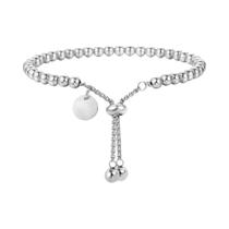 Pulseira Personalizada Ajustável Em Aço Inoxidável Para Mulheres Com Etiqueta De Letra E Bolinhas Pulseira Personalizada Ajustável Em Aço Inoxidável Para Mulheres Com Etiqueta De Letra E Bolinhas