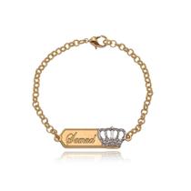 Pulseira Personalizada Chapada Com Nome E Coroa Folheado Em