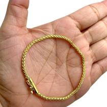 Pulseira Peruana 3mm Banhado a Ouro 18K Estilo Fino Pulseira Peruana 3mm Banhado a Ouro 18K Estilo Fino