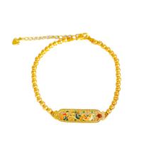 Pulseira Phoenix banhada a ouro para mulheres, esmalte azul queimado Pulseira Phoenix banhada a ouro para mulheres, esmalte azul queimado