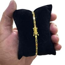 Pulseira Piastrine 4Mm Fecho 750 Banhado A Ouro 18K Luxo Pulseira Piastrine 4Mm Fecho 750 Banhado A Ouro 18K Luxo