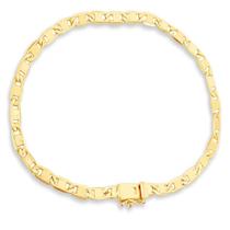 Pulseira Piastrine com Fecho Gaveta Masculina 18cm Banhada a Ouro