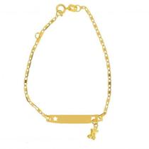 Pulseira Piastrine Infantil Ouro 18k, Plaquinha Estrela Vaza