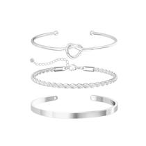Pulseira Picuzzy banhada a prata empilhável para mulheres x3 Pulseira Picuzzy banhada a prata empilhável para mulheres x3