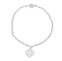 Pulseira Pingente Flor Trevo Prata Original Delicada Moda
