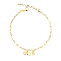 Pulseira Pingente Infinito Ponto De Luz Folheada A Ouro Pulseira Pingente Infinito Ponto De Luz Folheada A Ouro