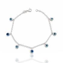 Pulseira Pingente Olho Grego Turco Delicada Prata Original