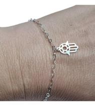 Pulseira Pingentes Berloque Hamsa Prata 925 Cx Veludo