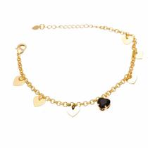 Pulseira Pingentes de Coração em Ouro 18K SoftJoias