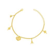 Pulseira Pingentes Diversos - Banhado em Ouro 18k Pulseira Pingentes Diversos - Banhado em Ouro 18k