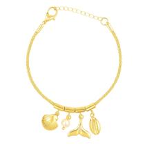 Pulseira Pingentes Moda Praia - Banhado em Prata 925 Pulseira Pingentes Moda Praia - Banhado em Prata 925