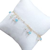 Pulseira Pingentes Pedras Cristais Coloridos Banhado A Ouro