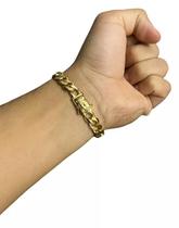 Pulseira Pitbull 10Mm Fecho Mão Orando Banhado A Ouro 18K Pulseira Pitbull 10Mm Fecho Mão Orando Banhado A Ouro 18K