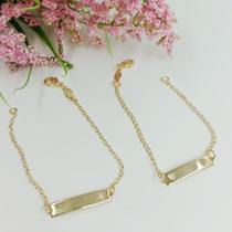 Pulseira plaquinha infantil 15cm folheado a ouro 501548 Pulseira plaquinha infantil 15cm folheado a ouro 501548