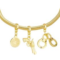 Pulseira Policial Berloque Banhado a Ouro 18k Pulseira Policial Berloque Banhado a Ouro 18k