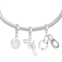 Pulseira Policial Berloque Banhado a Prata 925 Pulseira Policial Berloque Banhado a Prata 925