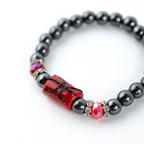 Pulseira Pomba Gira Firma Hematita e Silicone