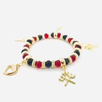 Pulseira Pomba gira penduricalho cristal e silicone