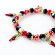 Pulseira Pomba Gira Pimentas Cristal e Silicone