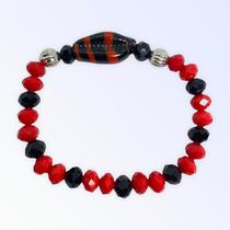 Pulseira Pomba Gira Preta E Vermelha Búzios Cristal