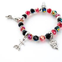 Pulseira Pomba Gira Preta e Vermelha Cristal e Silicone