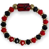 Pulseira Pomba Gira Preta E Vermelha Firma Cristal E Sil.