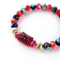 Pulseira Pomba Gira Preta e Vermelha Firma Cristal e Silicone