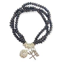Pulseira Pomba Gira X Exu Grafite Penduricalhos Cristal Pulseira Pomba Gira X Exu Grafite Penduricalhos Cristal