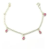Pulseira Ponto Luz Pedra Rosa Bloquinho Prata Legítima 925 Pulseira Ponto Luz Pedra Rosa Bloquinho Prata Legítima 925