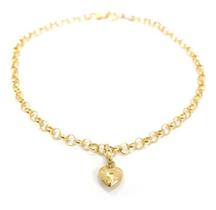 Pulseira Portuguesa de Ouro 18k com Berloque Pingente Coração Bracelete Elo Português Feminina