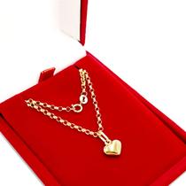 Pulseira Portuguesa Em Ouro 10k Com Pingente Coração Berloque Bracelete Elo Português Feminina Pulseira Portuguesa Em Ouro 10k Com Pingente Coração Berloque Bracelete Elo Português Feminina