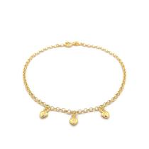 Pulseira Portuguesa Em Ouro 18k com Corações Berloques Pingentes Bracelete Elo Português Feminina