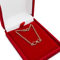 Pulseira Portuguesa Em Ouro 18k Com Infinito Pingente Bracelete Elo Português Feminina